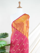 Kanchipuram Silk Orange 100% Pure Silk - Manoranjitham Weaves - Handloom Store