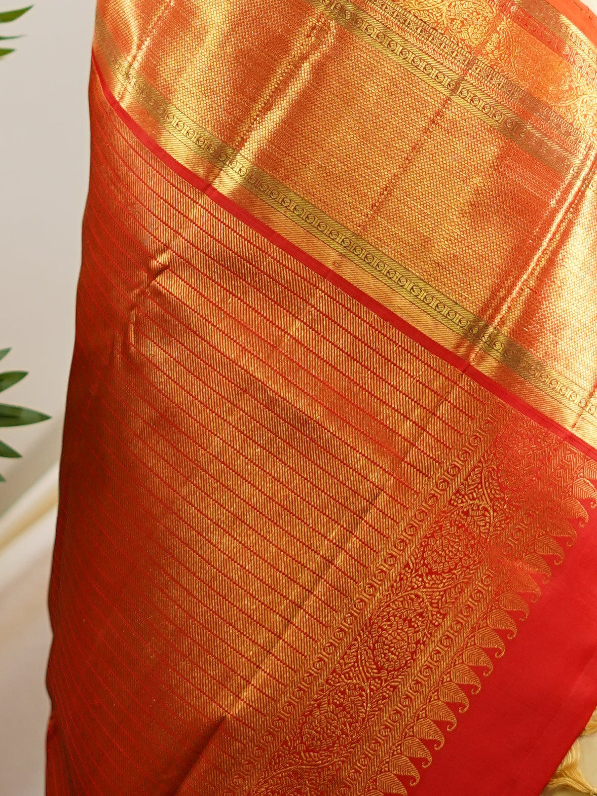 Kanchipuram Silk Cream 100% Pure Silk - Manoranjitham Weaves - Handloom Store
