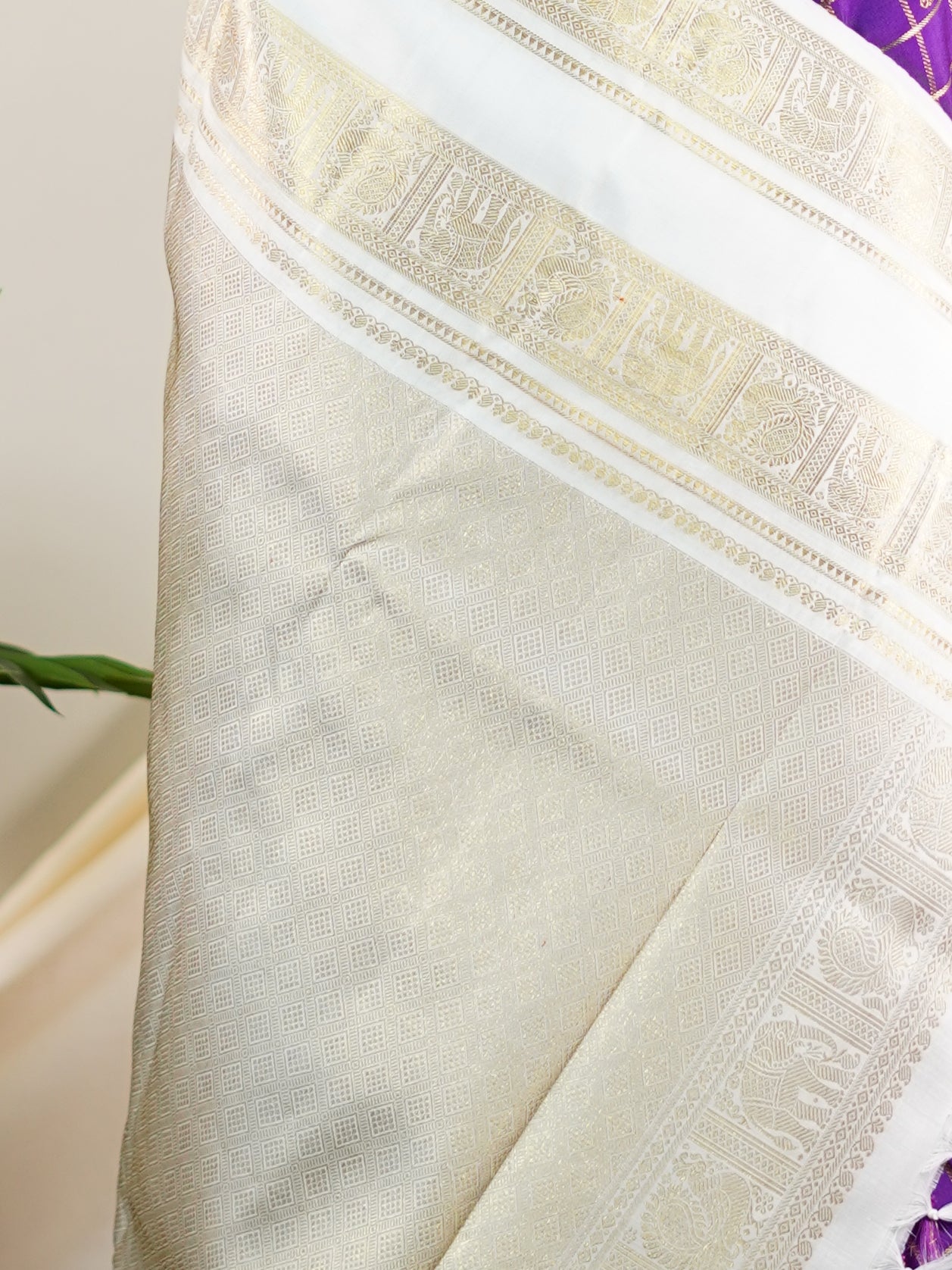 Kanchipuram Silk Purple 100% Pure Silk - Manoranjitham Weaves - Handloom Store