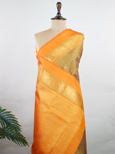 Kanchipuram Silk A rare Viraoosi pattern in lush green silk, brought alive with vibrant orange borders. The 2G zari adds a royal glimmer, making it perfect for traditional ceremonies. A true collector’s piece for those who value unique handloom artistry.
#ViraoosiSaree #GreenSilk #HandloomHeritage #PureSilkSaree #Manoranjitham Kamavardhini - Manoranjitham Weaves - Handloom Store
