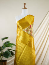 Kanchipuram Silk Yellow 100% Pure Silk - Manoranjitham Weaves - Handloom Store