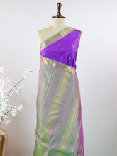Mahatripura – Violet Pure Kanjivaram Silk Saree | Handloom | Pure Zari