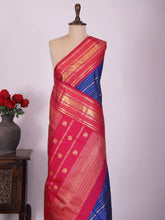 Karunamayi - Blue Pure Kanjivaram Silk Saree | Veldhari Weave