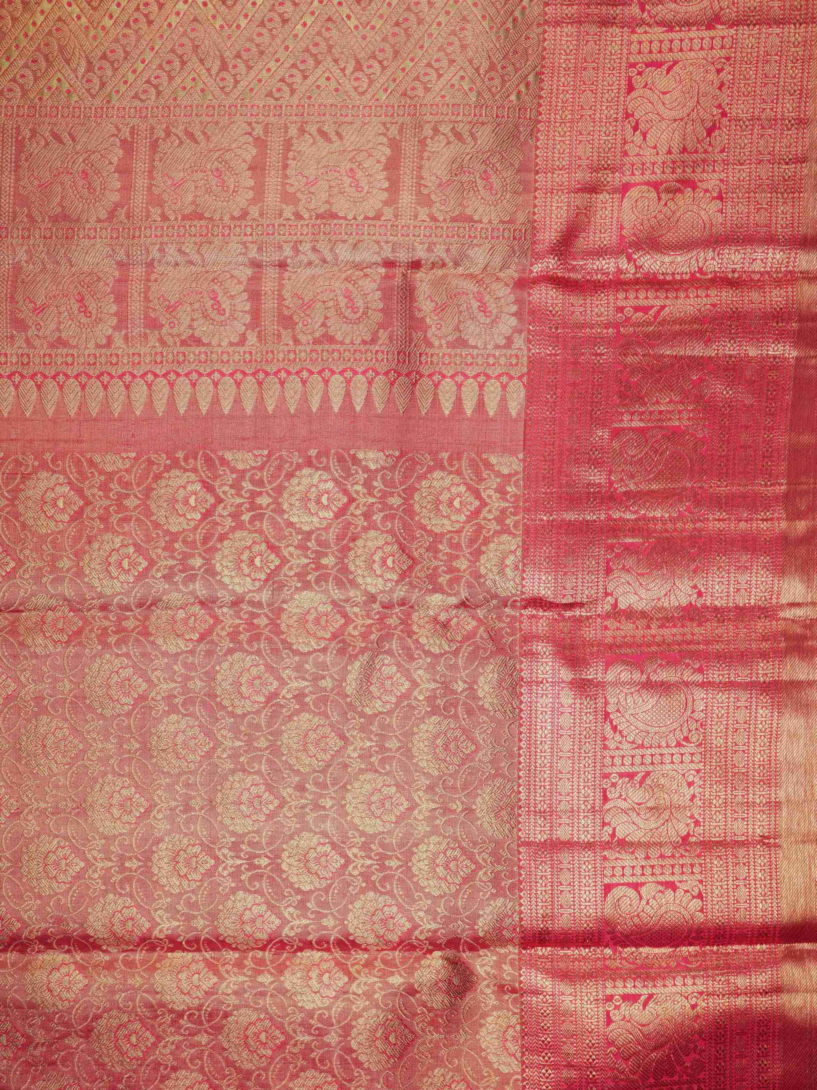 Kanchipuram Silk Blush Pink 100% Pure Silk - Manoranjitham Weaves - Handloom Store