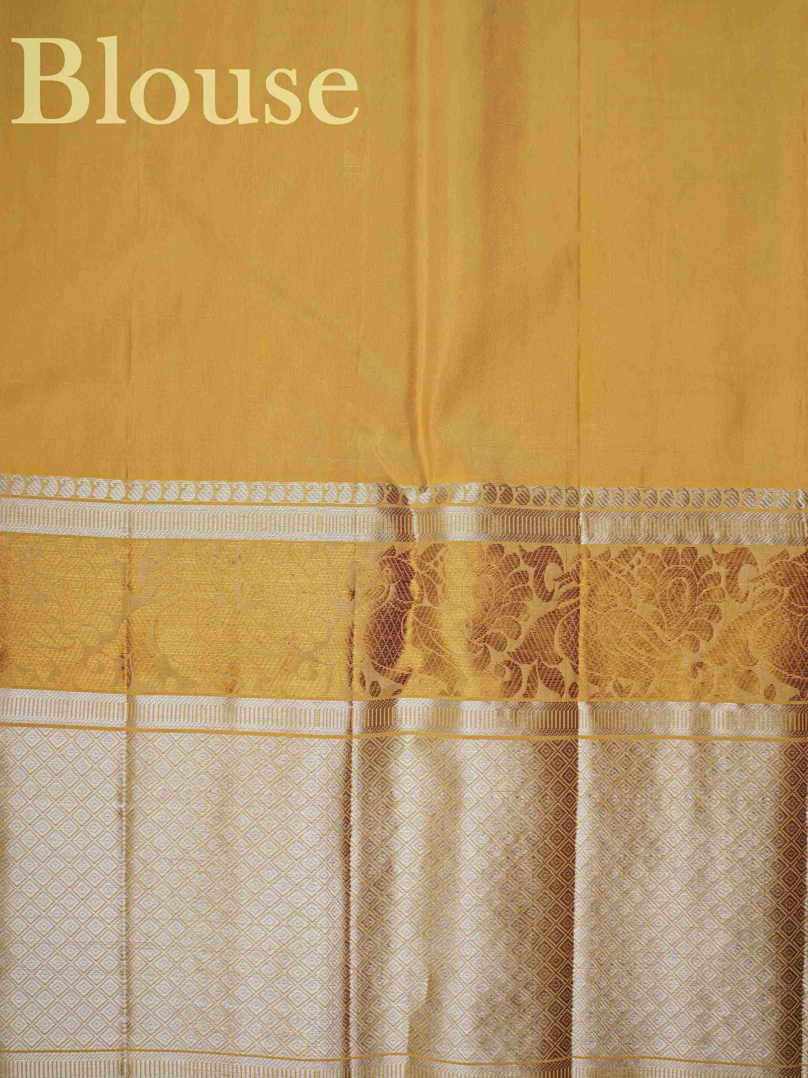 Kanchipuram Silk Ivory 100% Pure Silk - Manoranjitham Weaves - Handloom Store