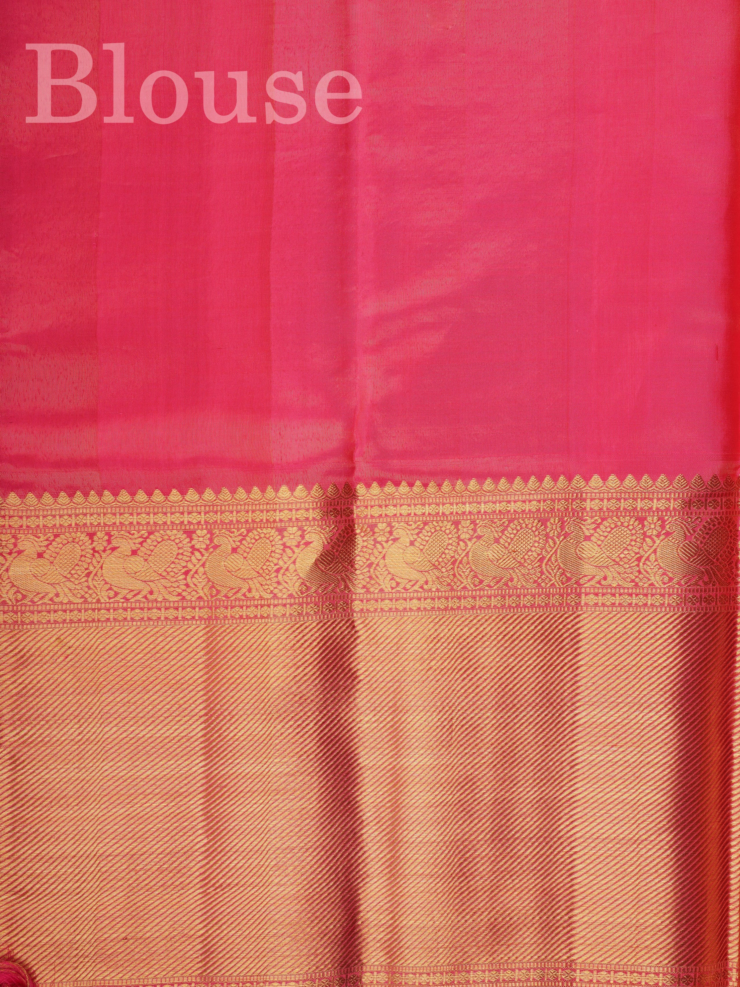 Kanchipuram Silk Hot Pink 100% Pure Silk - Manoranjitham Weaves - Handloom Store