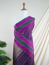Kanchipuram Silk Brinjal 100% Pure Silk - Manoranjitham Weaves - Handloom Store