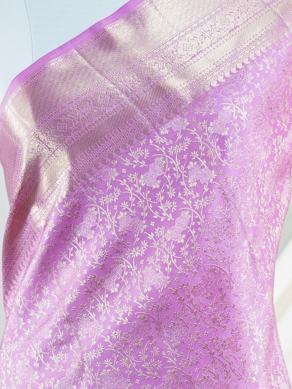 Kanchipuram Silk Pink 100% Pure Silk - Manoranjitham Weaves - Handloom Store