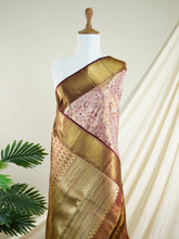 Kanchipuram Silk Peach Pink 100% Pure Silk - Manoranjitham Weaves - Handloom Store