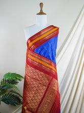 Gadwal Silk Blue 100% Pure Silk - Manoranjitham Weaves - Handloom Store