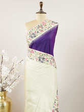 Amritavarshini – Royal Blue Handwork Embroidered Silk Saree | Parsigara Embroidery