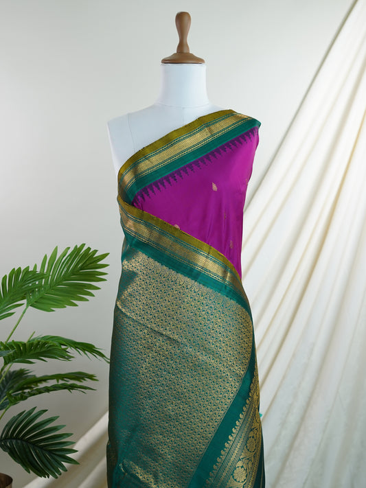 Gadwal Silk Meganta 100% Pure Silk - Manoranjitham Weaves - Handloom Store