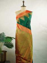 Vanaspati – Bottle Green Handloom Gadwal Silk Saree | Zari Buttas