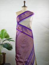 Varunapriya – Off-White Handloom Gadwal Silk Saree | Pure Silk | Zari Border