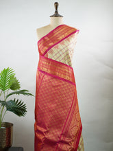 Sarasangi – Cream Handloom Gadwal Silk Saree | Pure Silk | Zari Border