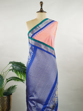 Sarveshwari – Peach Handloom Gadwal Silk Saree | Pure Silk | Zari Border