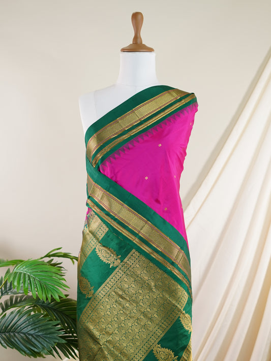 Narayanpet Pink 100% Pure Silk - Manoranjitham Weaves - Handloom Store