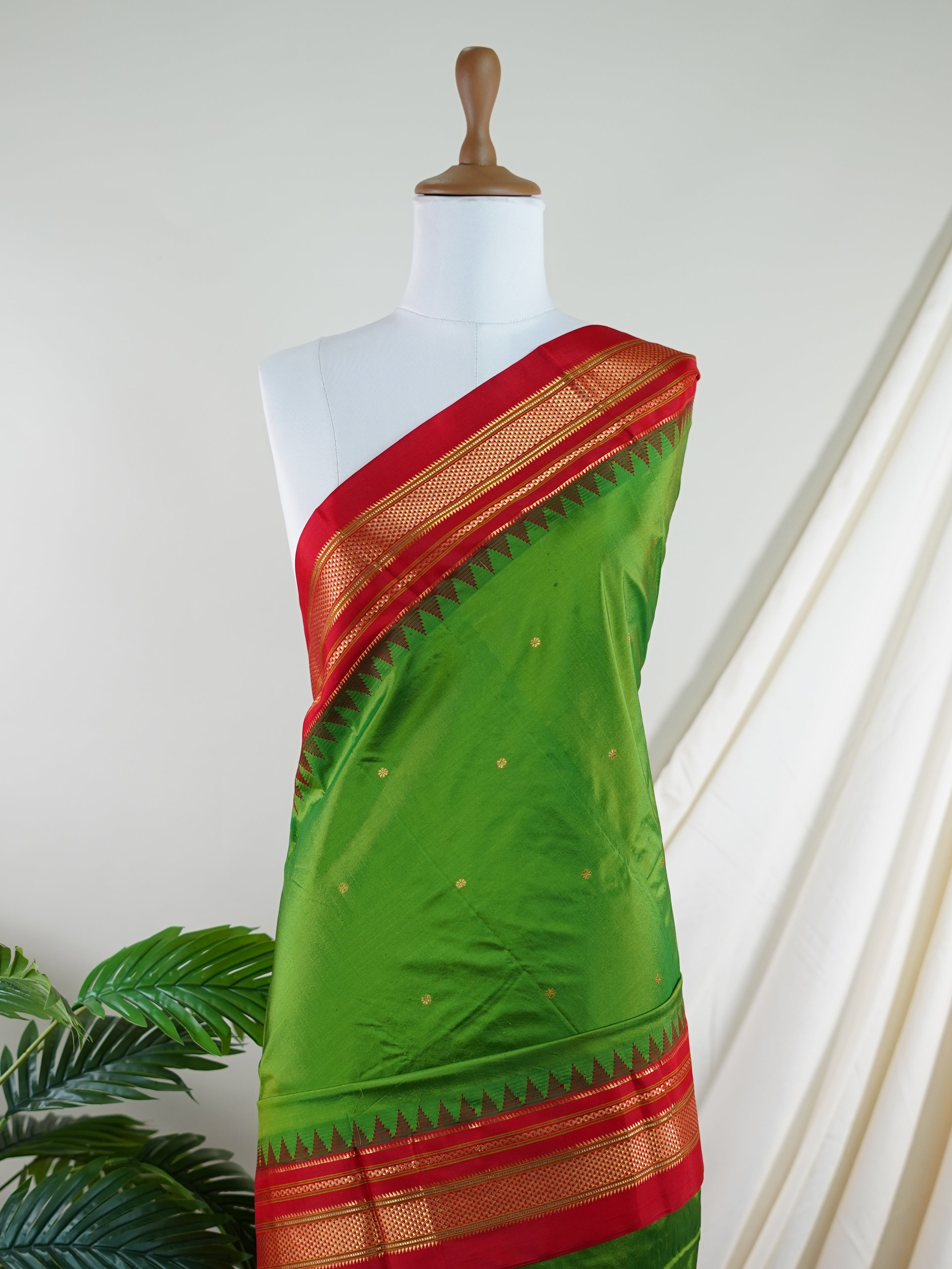 Narayanpet Green 100% Pure Silk - Manoranjitham Weaves - Handloom Store