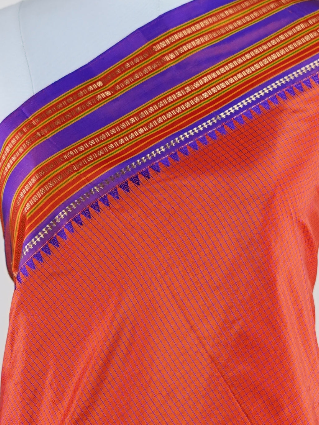 Narayanpet Orange 100% Pure Silk - Manoranjitham Weaves - Handloom Store