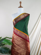 Narayanpet Bottle Green 100% Pure Silk - Manoranjitham Weaves - Handloom Store