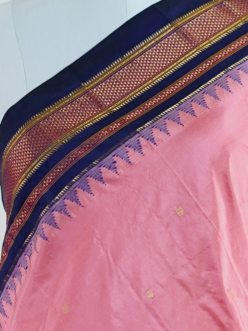 Narayanpet Baby Pink 100% Pure Silk - Manoranjitham Weaves - Handloom Store