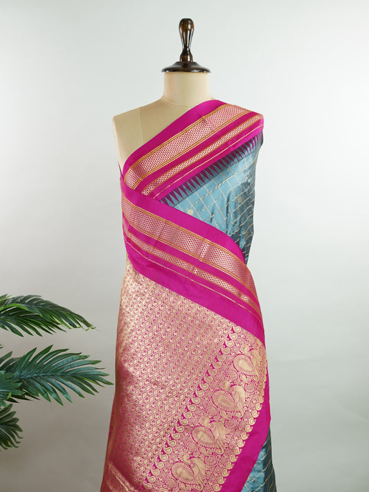 Narayanpet Narayanpet sarees with checks and buttis showcase a perfect blend of tradition and simplicity, featuring intricate motifs woven over classic check patterns.
Their vibrant colors and fine craftsmanship make them elegant choices for any occasion.
Chamundi - Manoranjitham Weaves - Handloom Store