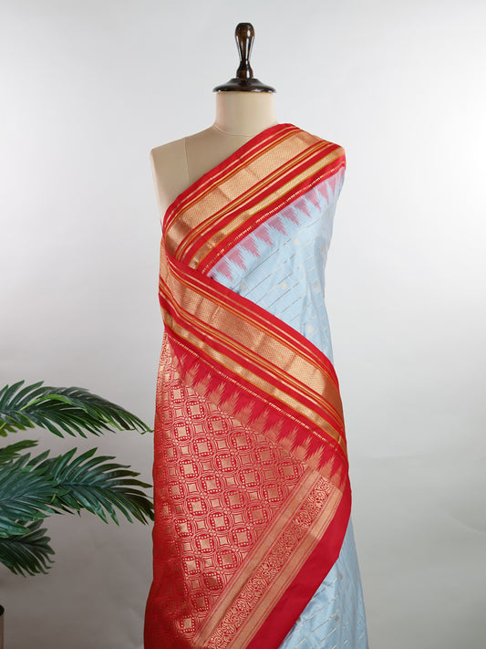 Narayanpet Narayanpet sarees with checks and buttis showcase a perfect blend of tradition and simplicity, featuring intricate motifs woven over classic check patterns.
Their vibrant colors and fine craftsmanship make them elegant choices for any occasion.
Sowmitri - Manoranjitham Weaves - Handloom Store