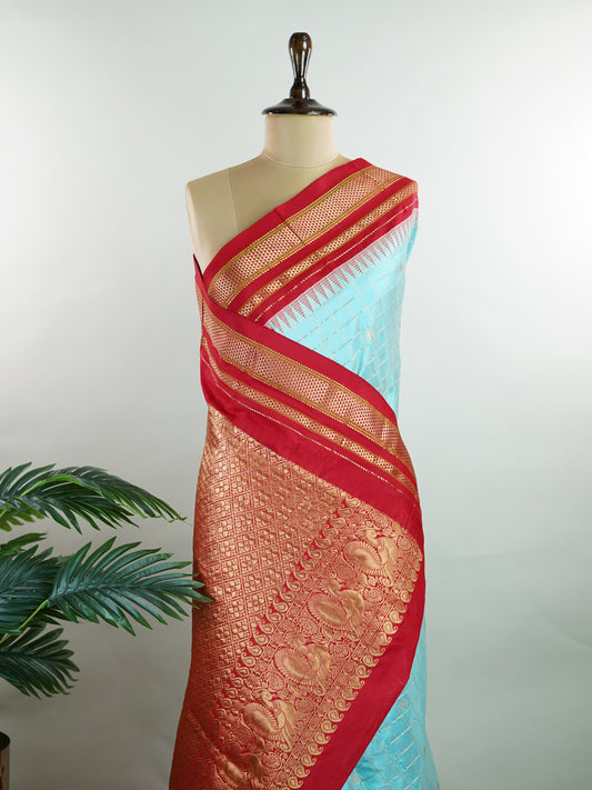 Narayanpet Narayanpet sarees with checks and buttis showcase a perfect blend of tradition and simplicity, featuring intricate motifs woven over classic check patterns.
Their vibrant colors and fine craftsmanship make them elegant choices for any occasion.
Soundarya - Manoranjitham Weaves - Handloom Store