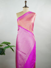 Katan Kattan silk saree featuring geometric patterns. Lightweight and comfortable for regular wear. Prerna - Manoranjitham Weaves - Handloom Store