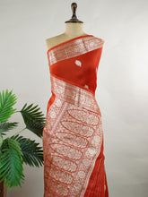 Katan Lightweight katan silk saree with woven motifs. Easy to drape and comfortable for all-day wear. Varnika - Manoranjitham Weaves - Handloom Store