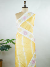 Tussar Lehariya Tusssar with Organza and Ari Pita work Eshwari - Manoranjitham Weaves - Handloom Store