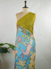 Tussar Bandej with Pen Kalamkari Pallavi - Manoranjitham Weaves - Handloom Store