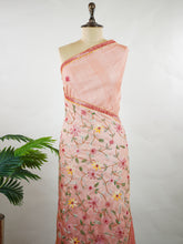 Tussar A dreamy blend of light and dark pastel gradients, this saree radiates soft elegance. Delicate, simple embroidery graces the body and blouse, while the pallu steals the spotlight with rich, heavy katha work—perfect for graceful festive and occasion wear. Anshika - Manoranjitham Weaves - Handloom Store