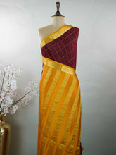 Vilasini – Maroon Pure Mysore Silk Saree | Classic Checks