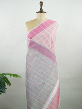 Bengal Cottons Pink South Cotton with Ikkat Style Borders & Teal Blouse Vasantha - Manoranjitham Weaves - Handloom Store