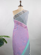Bengal Cottons Grey South Cotton with Running Zari Border & Grey Blouse Shyamala - Manoranjitham Weaves - Handloom Store
