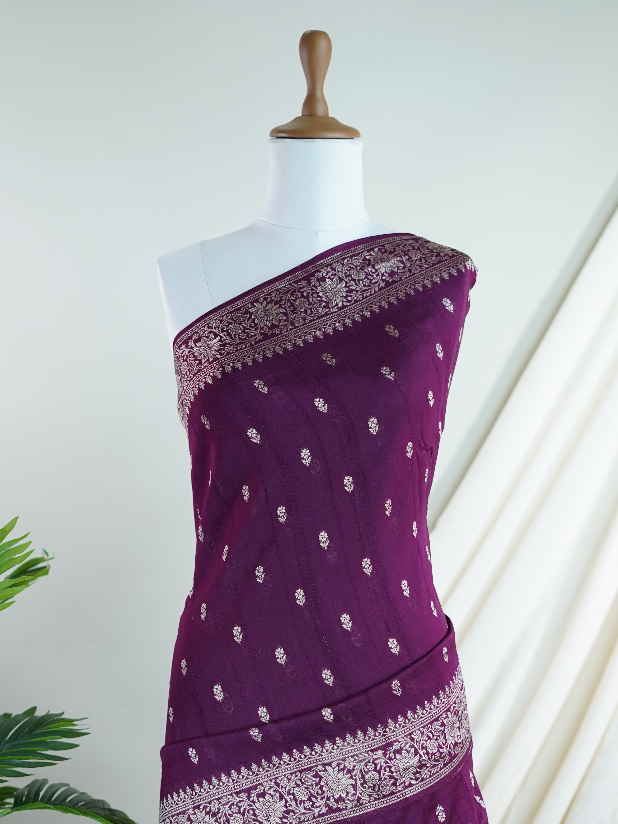 Georgette Maroon Tussar Georgette - Manoranjitham Weaves - Handloom Store