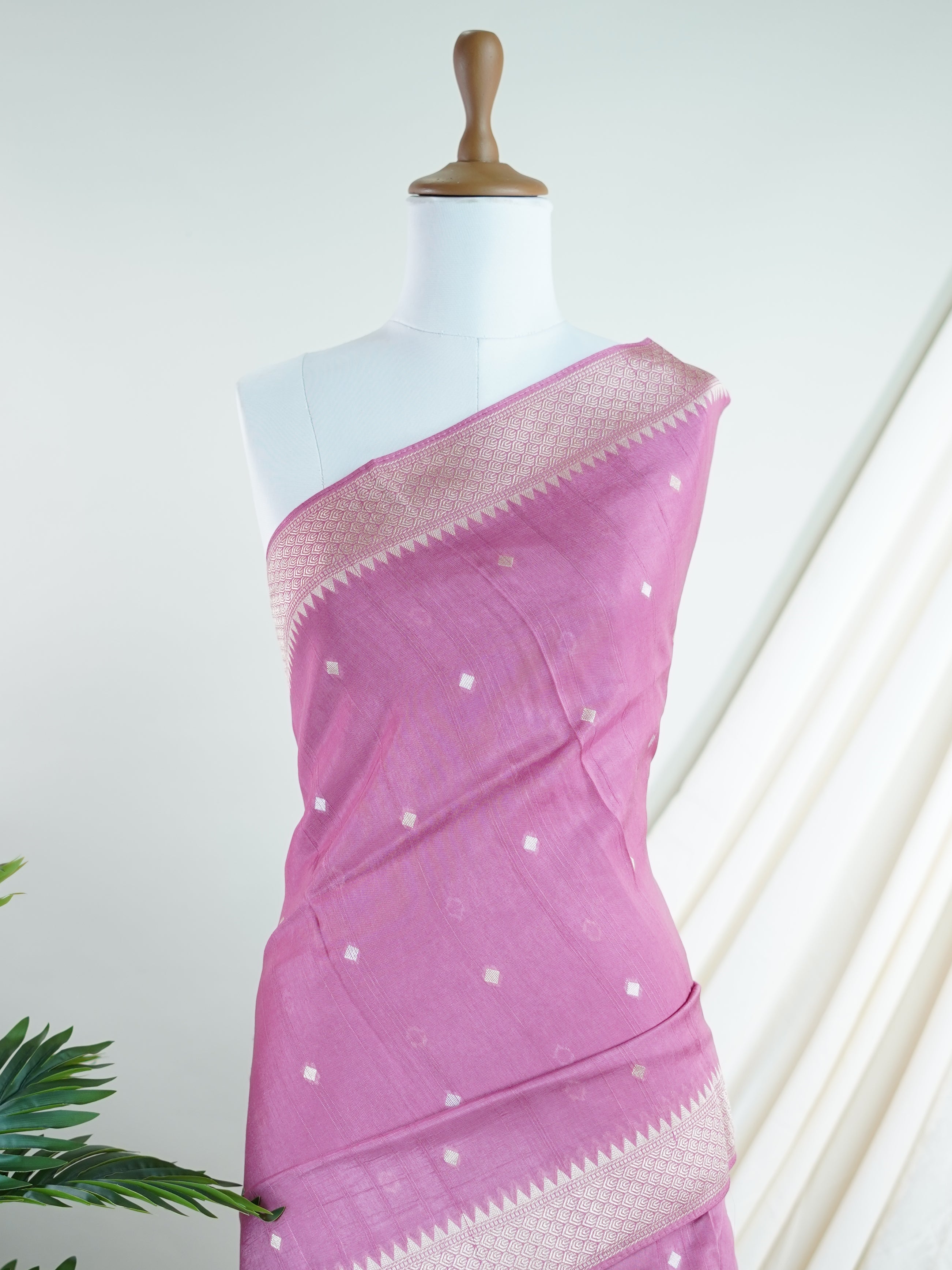 Georgette Baby Pink Tussar Georgette - Manoranjitham Weaves - Handloom Store