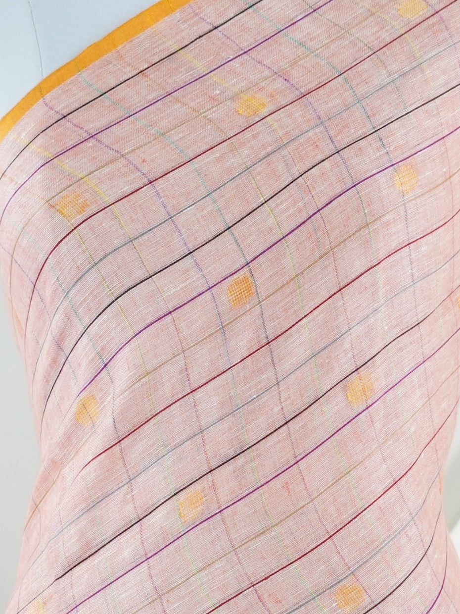 Linen Peach 100% Pure Linen - Manoranjitham Weaves - Handloom Store