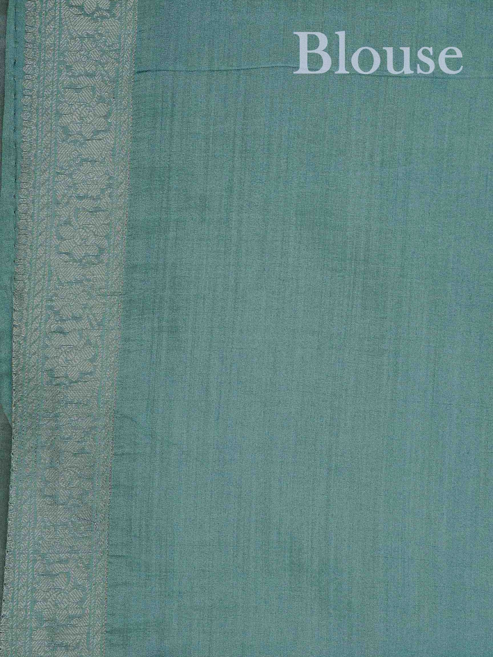 tissue Teal Green 100% Pure Tissue - Manoranjitham Weaves - Handloom Store