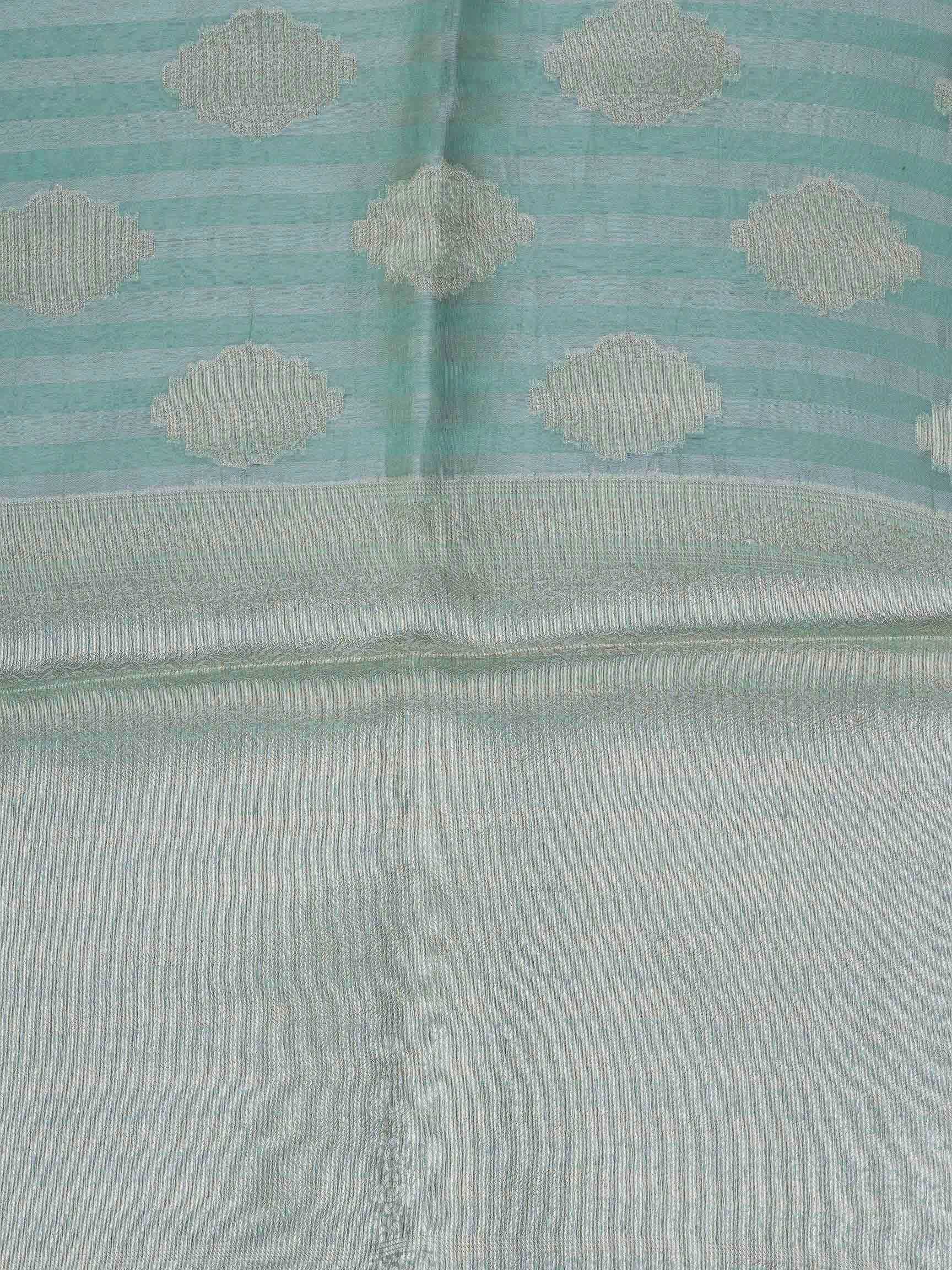 tissue Teal Green 100% Pure Tissue - Manoranjitham Weaves - Handloom Store