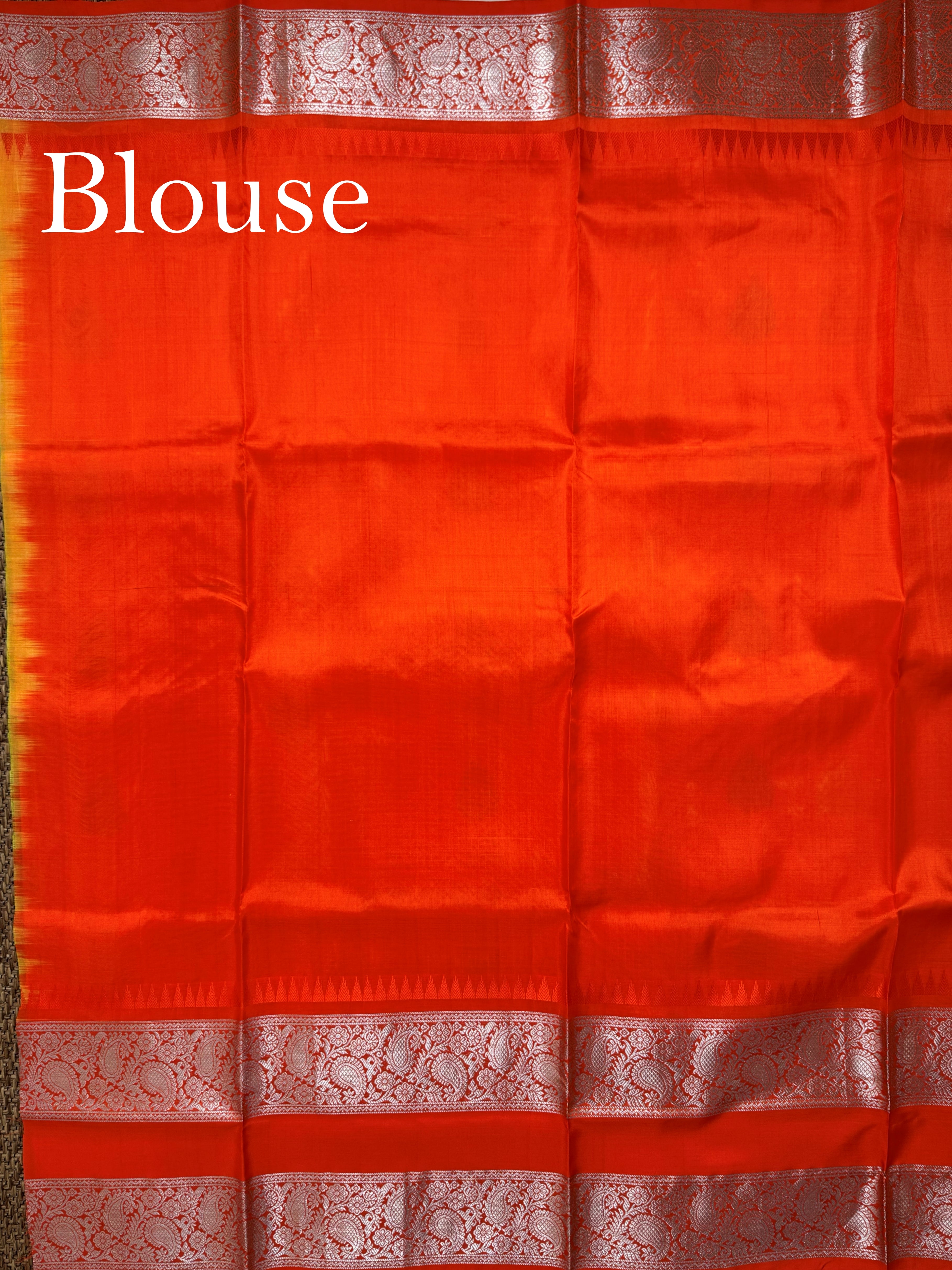 Venkatagiri Silk Orange 100% Pure Silk - Manoranjitham Weaves - Handloom Store