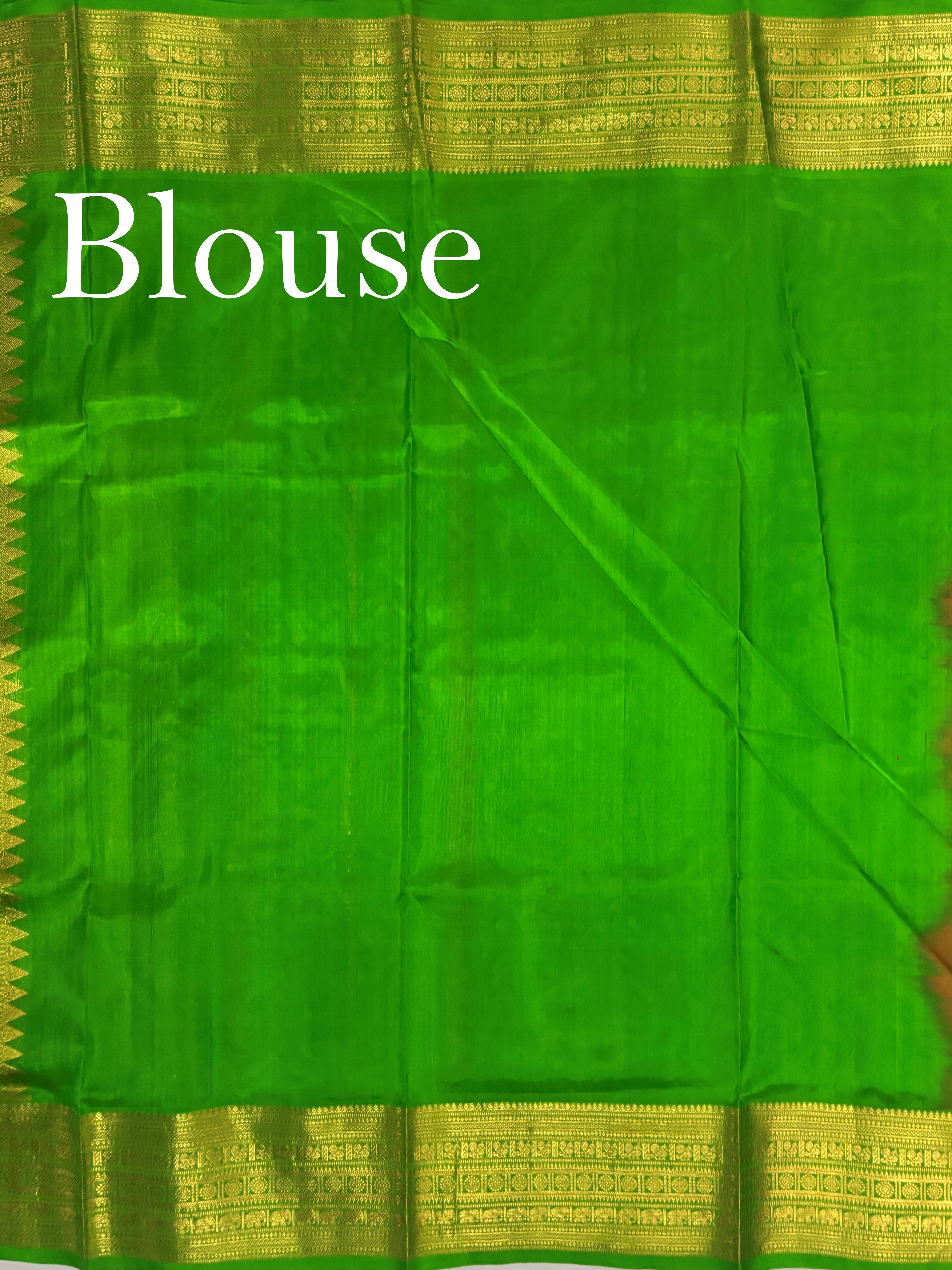 Venkatagiri Silk Creamish Green 100% Pure Silk - Manoranjitham Weaves - Handloom Store