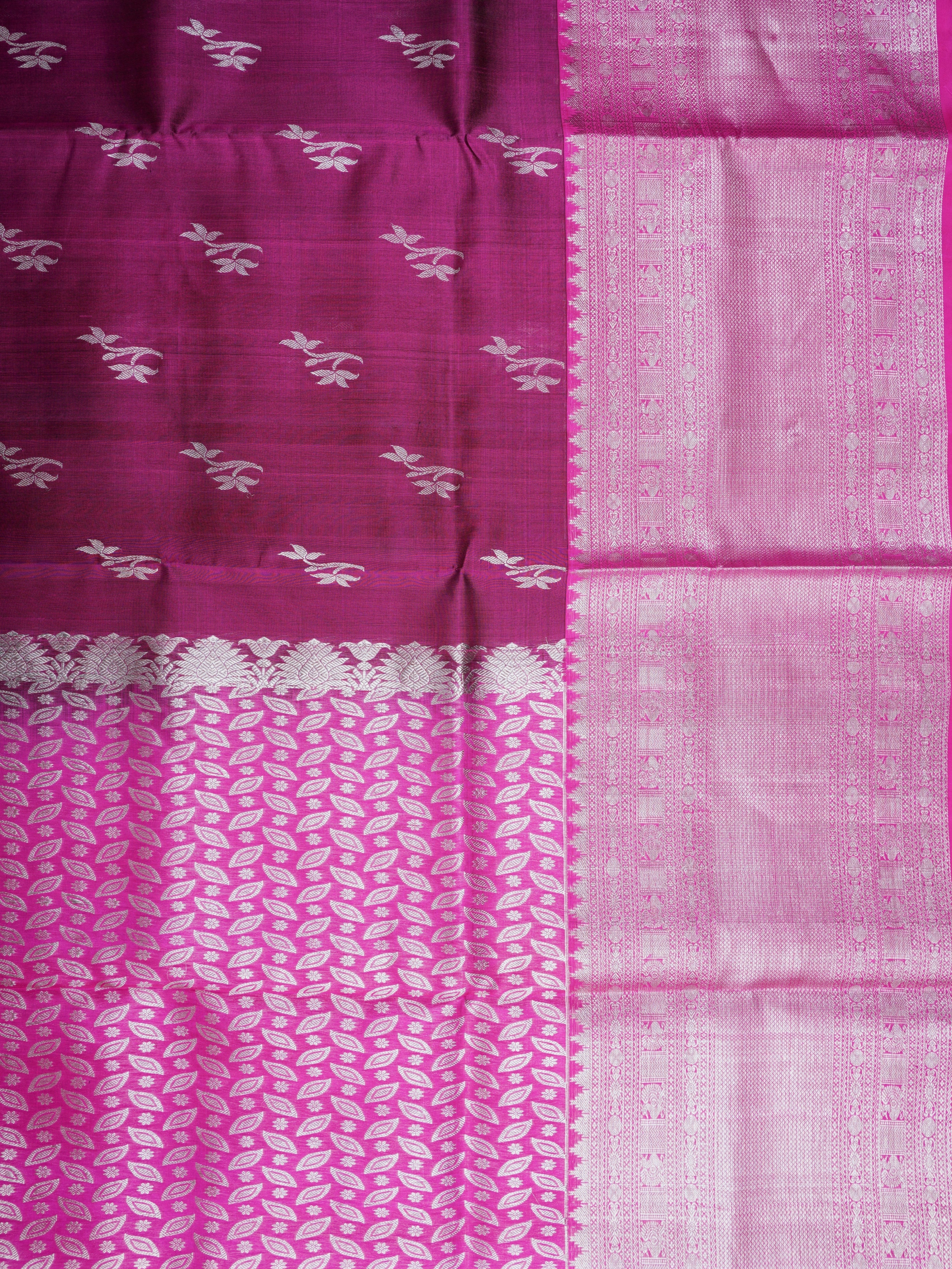 Venkatagiri Silk Maroon Pink 100% Pure Silk - Manoranjitham Weaves - Handloom Store