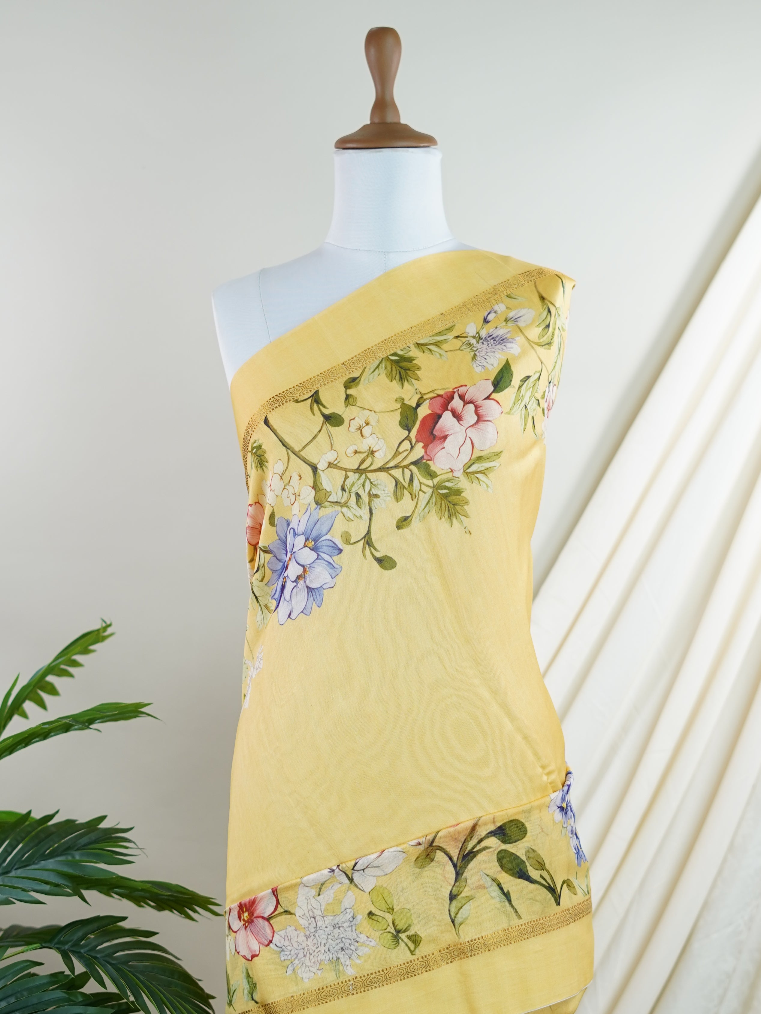 Cotton Yellow Silk Cotton - Manoranjitham Weaves - Handloom Store