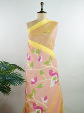 Cotton Woven with care in the looms of West Bengal, this 100% pure cotton saree blends everyday comfort with understated elegance. Fine zari floral designs shimmer softly against the breathable fabric, while the small border adds a touch of refinement. Lightweight and timeless, it’s perfect for summer gatherings and quiet celebrations Vyasa - Manoranjitham Weaves - Handloom Store