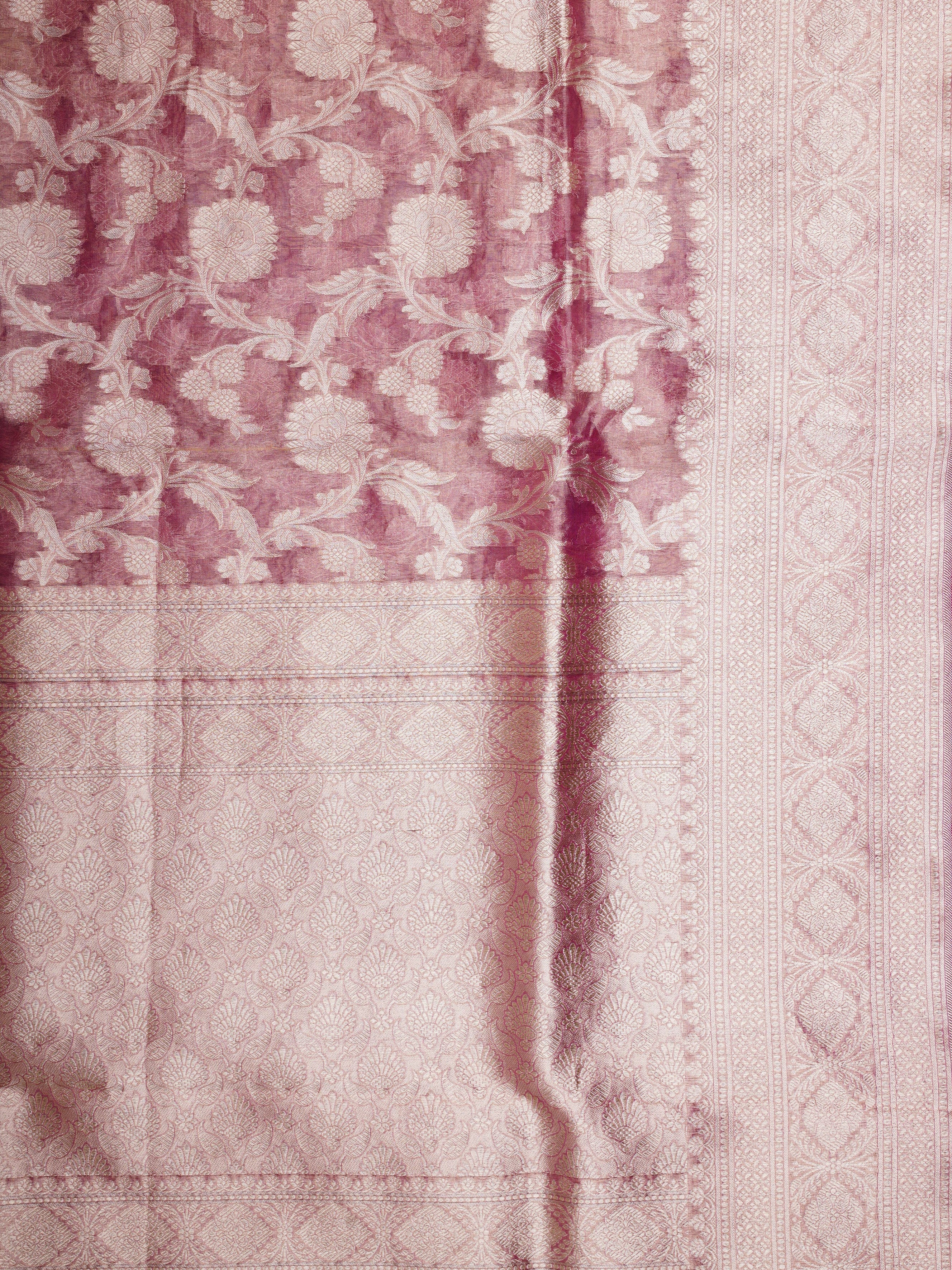 Katan Pink 100% Pure Tissue - Manoranjitham Weaves - Handloom Store