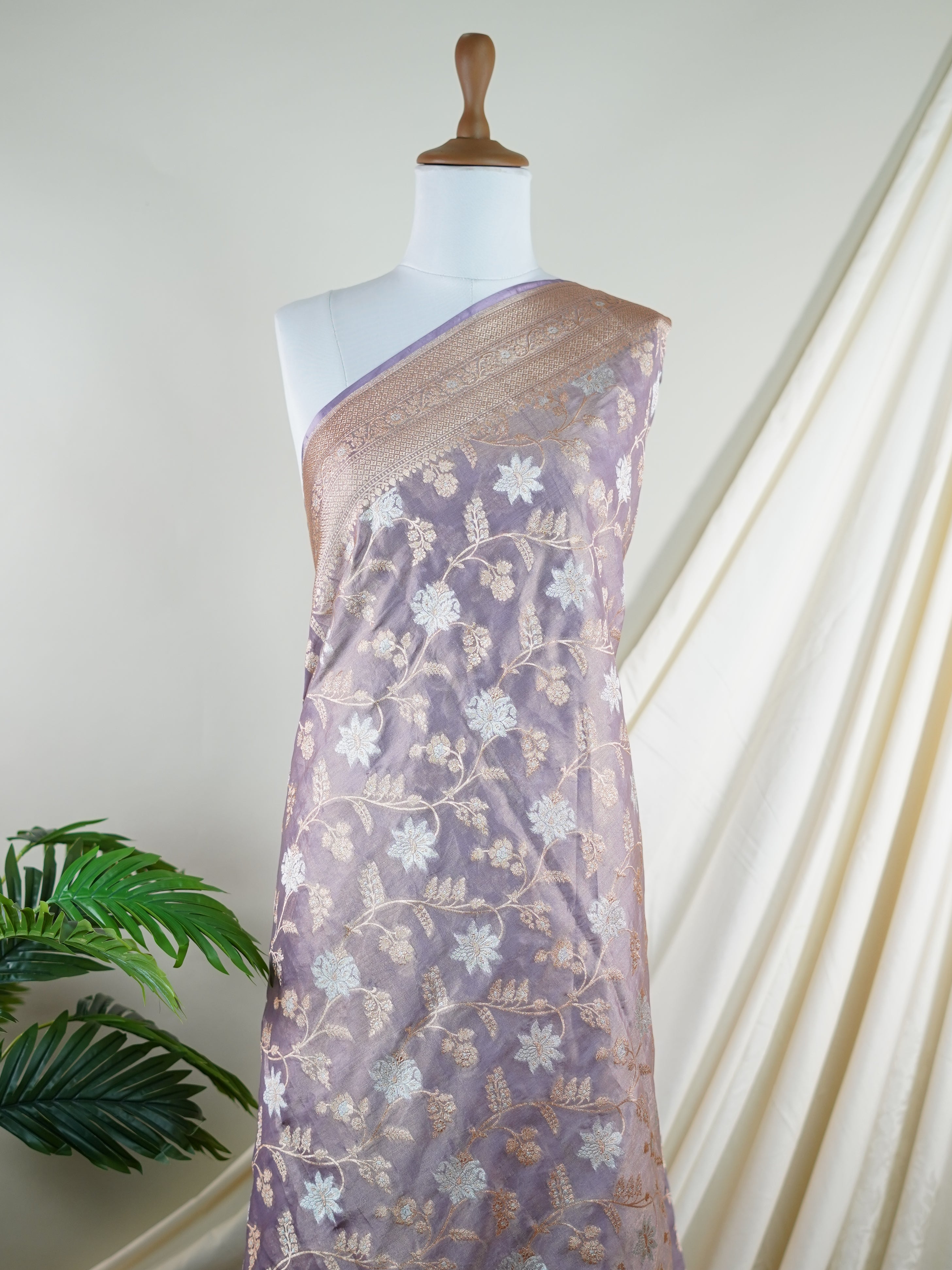 Katan Purple 100% Pure Katan Silk - Manoranjitham Weaves - Handloom Store