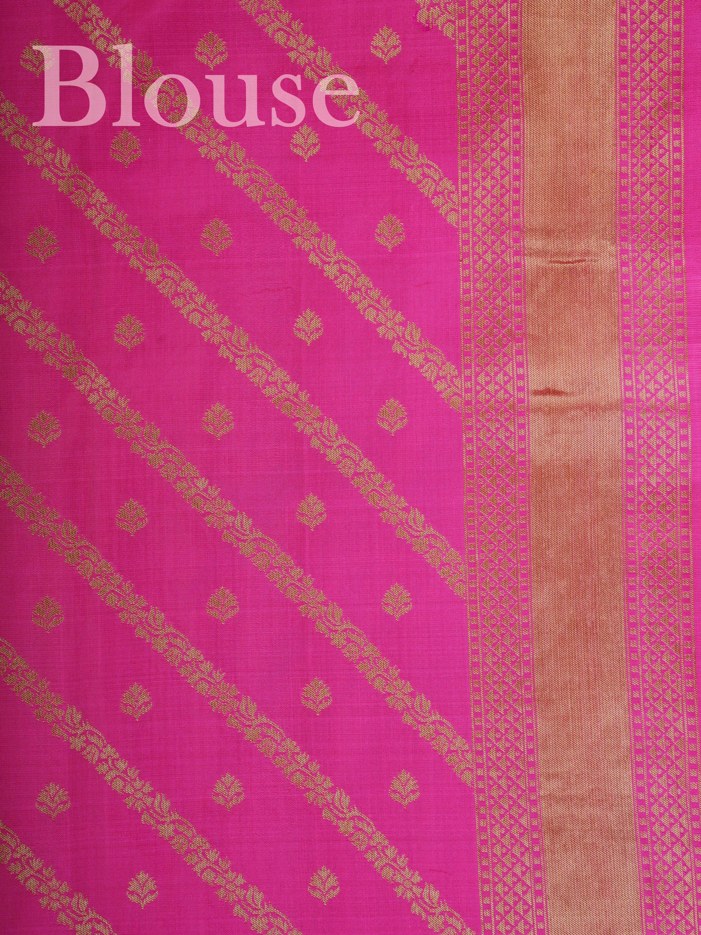Katan Hot Pink 100% Pure Katan Silk - Manoranjitham Weaves - Handloom Store
