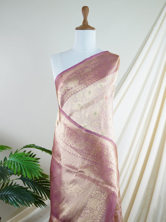 Katan Cherry Blossom 100% Pure Katan Silk - Manoranjitham Weaves - Handloom Store